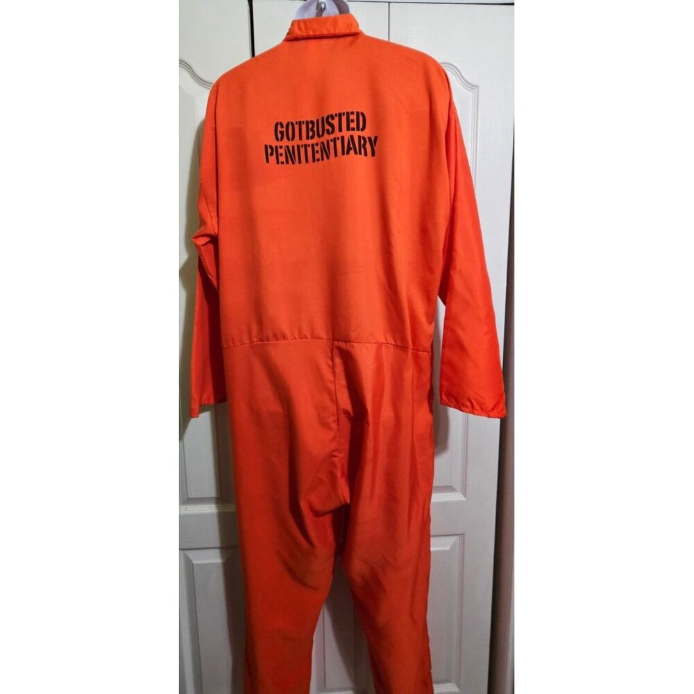 Got Busted Penitentiary Orange Jumpsuit Costume Set Prisoner Convict Handcuffs